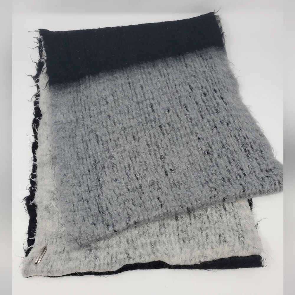 STEVE MADDEN OVERSIZE INFINITY SCARF MIXED PRINT BLACK CHARCOAL GREY WOMEN OS